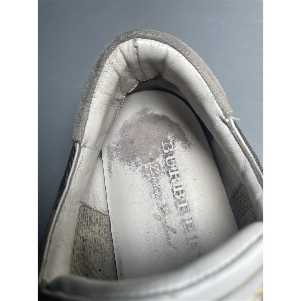Burberry Men's White Reeth Check Trim Low Top Sneakers Size 43 - Picture 9 of 11